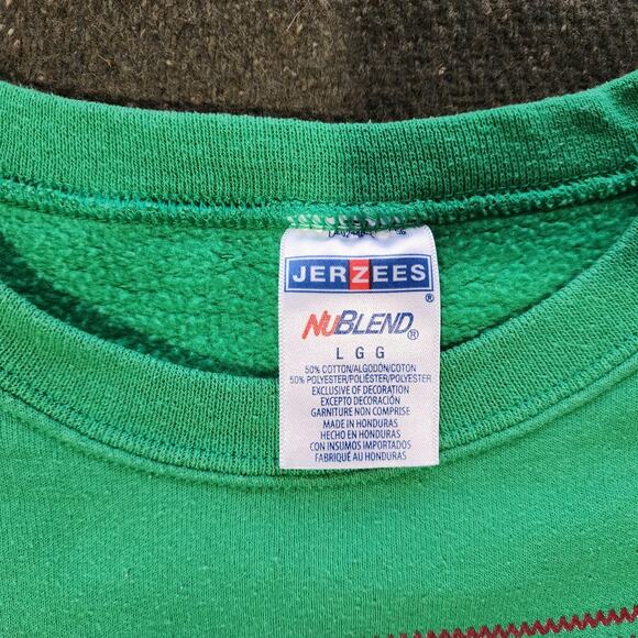 Jerzees Grumpy Cat Meowy Christmas Sweatshirt Unisex Green Size Large Holiday - Picture 3 of 8